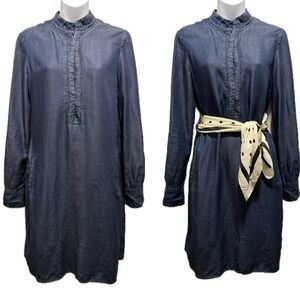 Elie Tahari Casual Denim Blue Long Sleeve Lyocell Shirt Dress Size small size 2